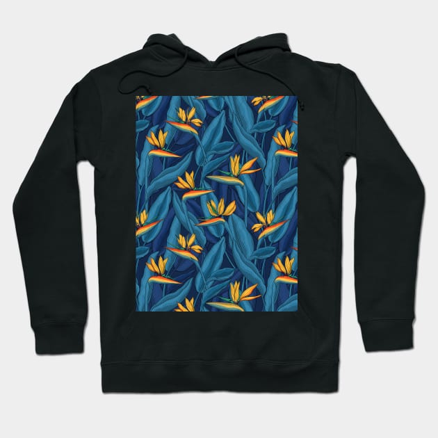 Night bird of paradise garden 2 Hoodie by katerinamk